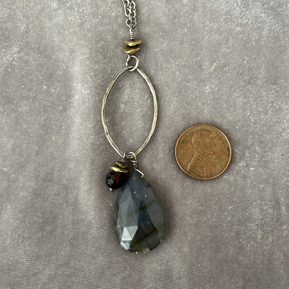 Labradorite and garnet necklace - Picture 4 of 6